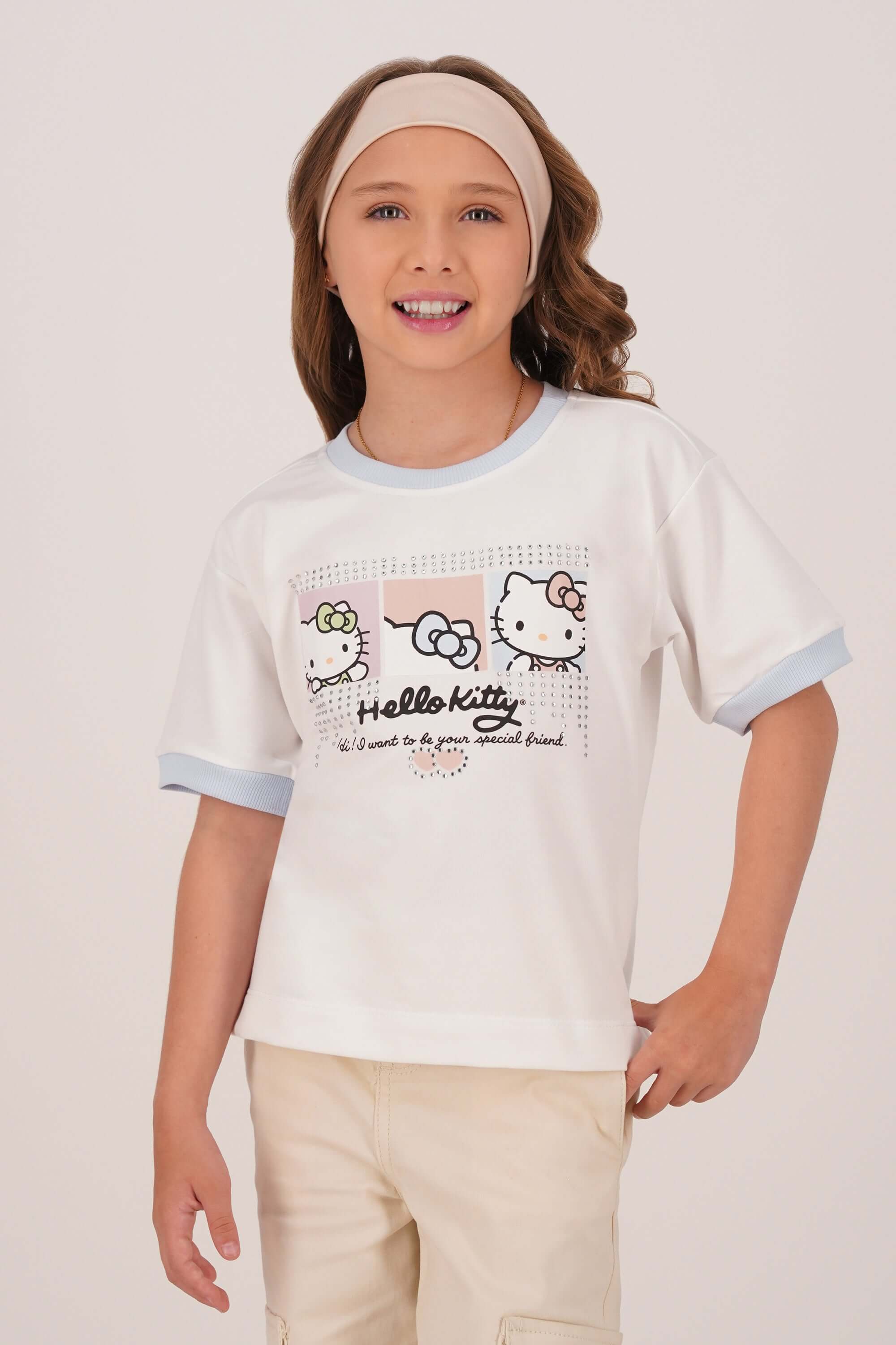 Blusa de niña hello kitty cuello redondo