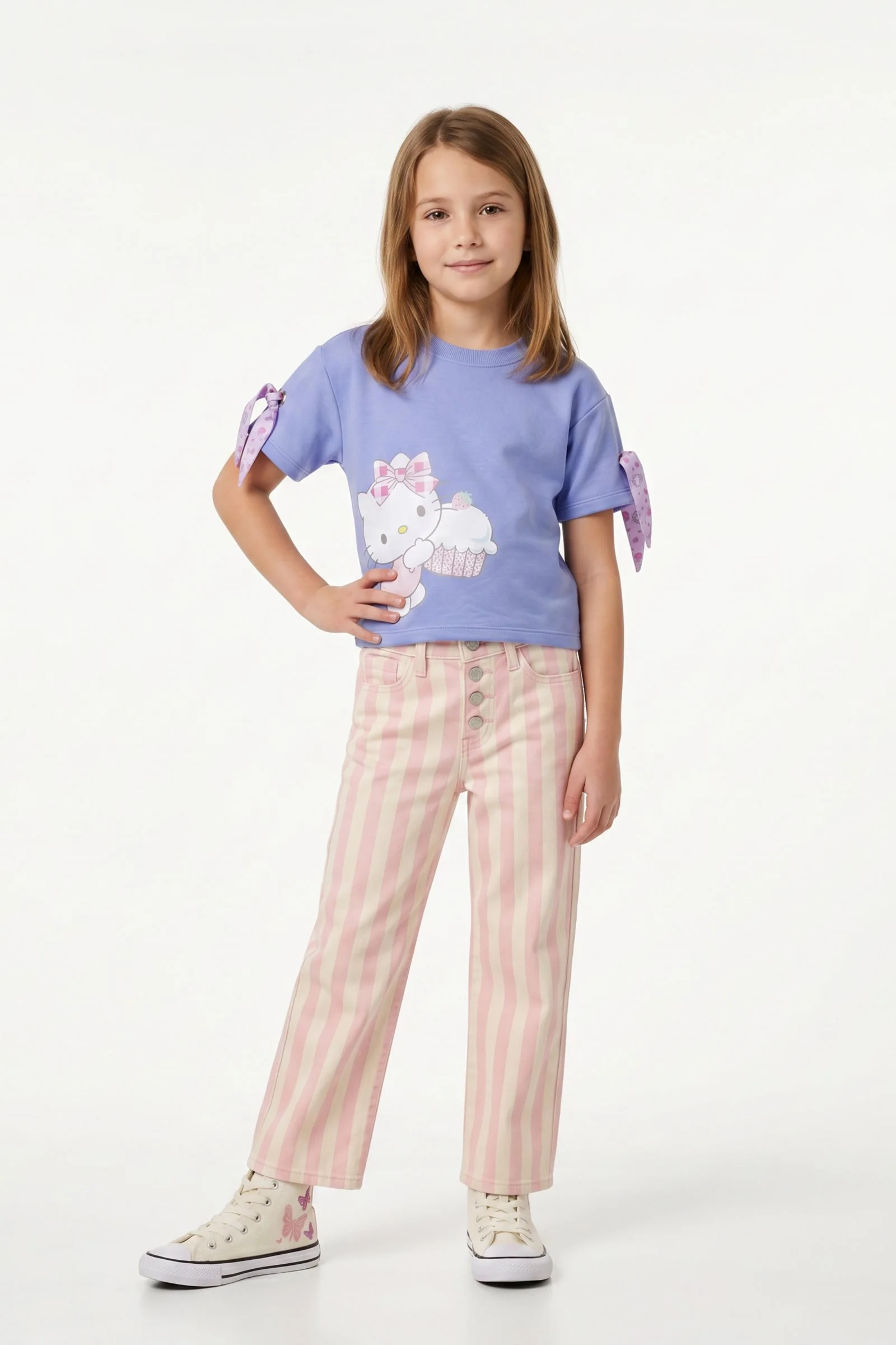 Blusa de niña hello kitty cuello redondo