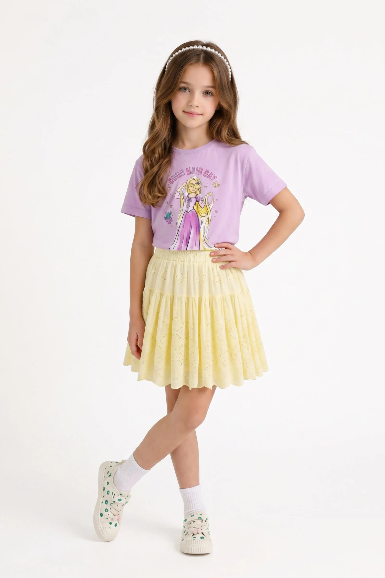 Blusa de niña princesas cuello redondo