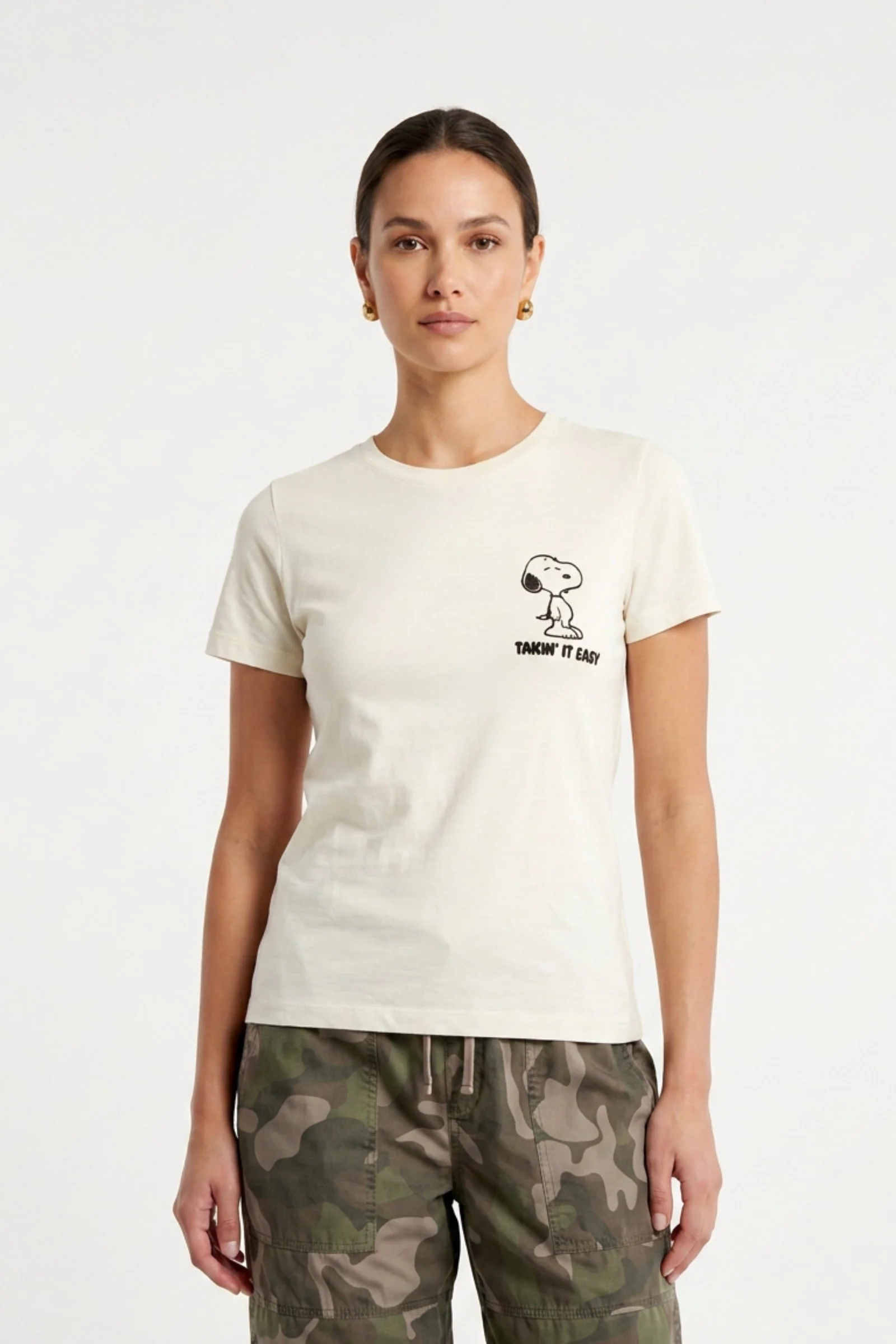 Camiseta de dama de snoopy cuello redondo
