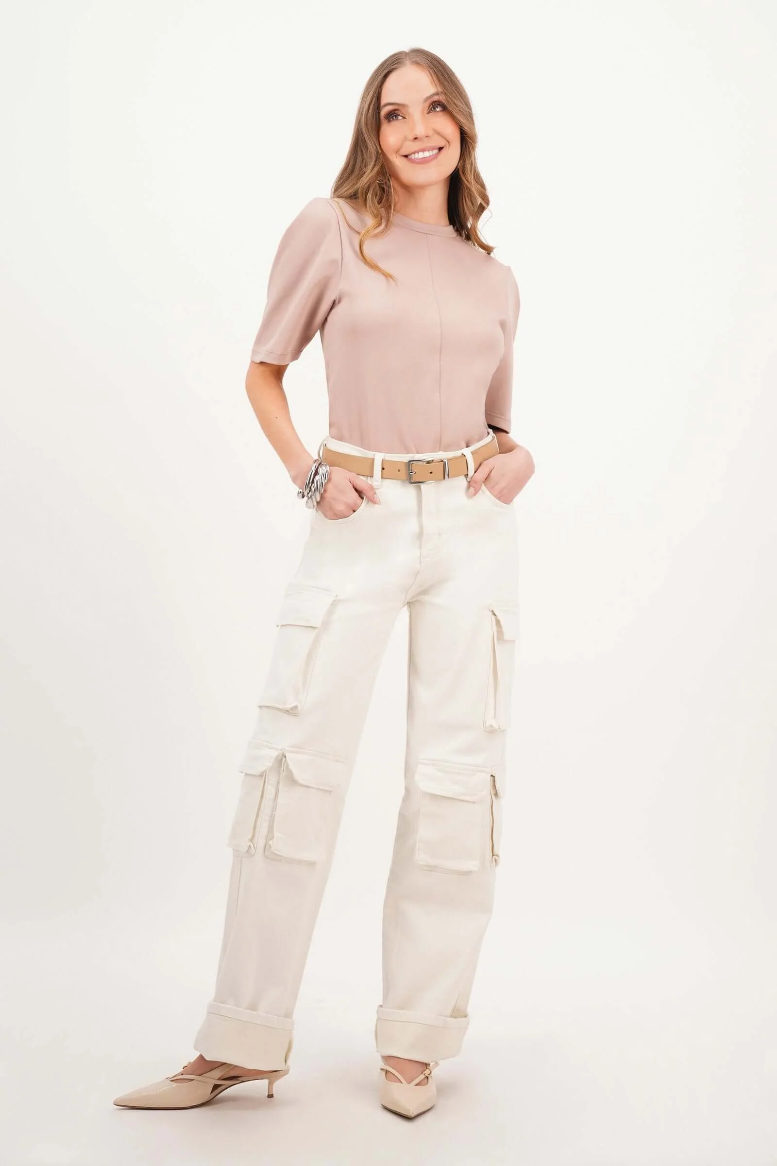 Pantalon de dama cargo silueta amplia - Image 4