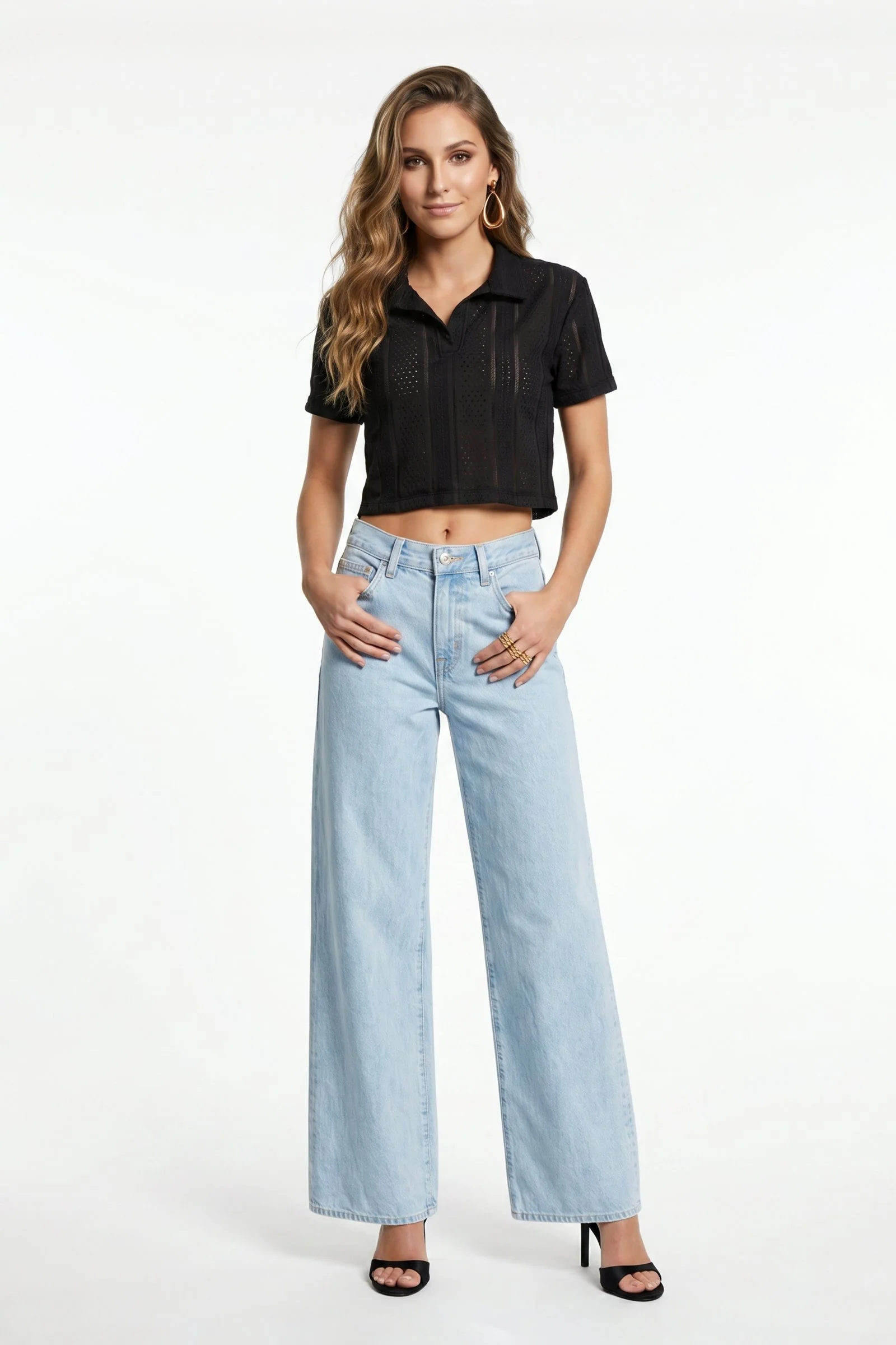 Polo de dama básica cuello camisero